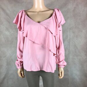 ONE HART Long Sleeve Pink Ruffled Top NWT M